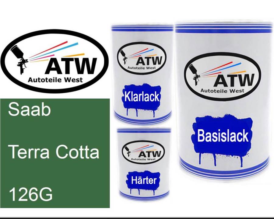 Saab, Terra Cotta, 126G: 500ml Lackdose + 500ml Klarlack + 250ml Härter - Set, von ATW Autoteile West.